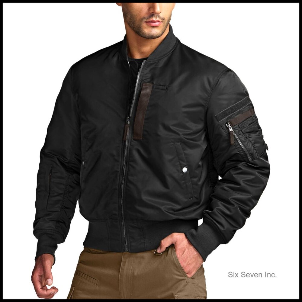 Casual Bomber Jacket Quilted Padded Lightweight Windbreaker Retro Ma-1 Flight